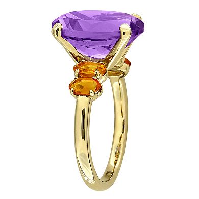 Stella Grace Gold-Tone Amethyst & Citrine Fashion Ring
