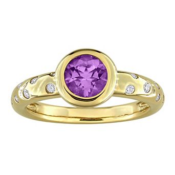 Stella Grace 10k Yellow Gold Amethyst & 1/4 Carat T.W. Diamond Ring