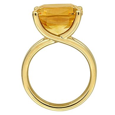Stella Grace Gold-Tone Citrine Solitaire Cocktail Ring