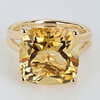 Stella Grace Gold-Tone Citrine Solitaire Cocktail Ring