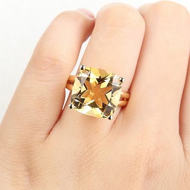 Stella Grace Gold-Tone Citrine Solitaire Cocktail Ring