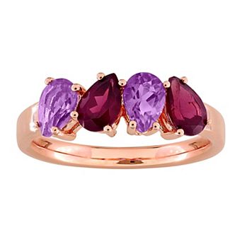 Stella Grace 18K Rose Gold Over Silver Multi-Gemstone 4-Stone Ring