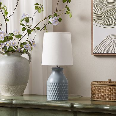 Ceramic Accent Table Lamp with Honeycomb Texture