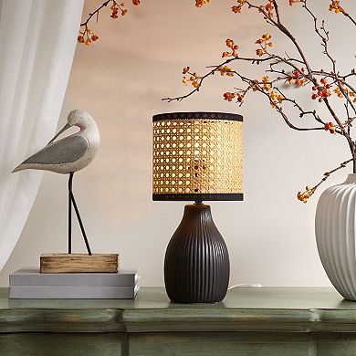 Matte Black Ceramic Accent Table Lamp