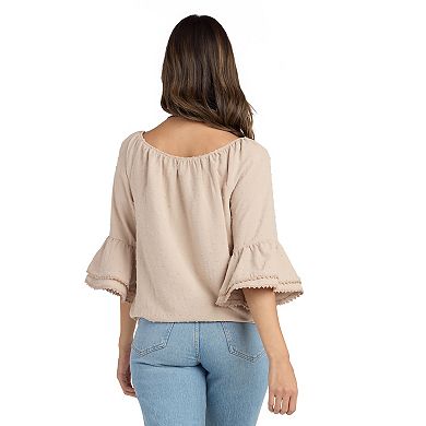 Women's AB Studio Flounce Sleeve Top with Necklace