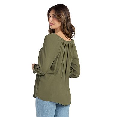 Women's AB Studio Peasant Top With Inset Trim