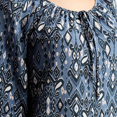 Women's AB Studio Three Quarter Sleeve Pintucks Peasant Top