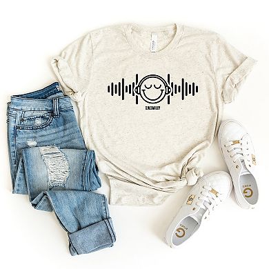 S.W.Smiley Headphones Music - Women's Short Sleeve Graphic T-Shirt