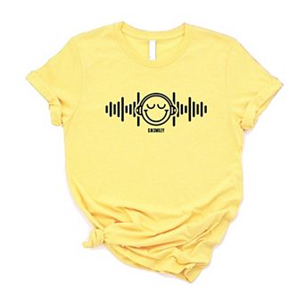 S.W.Smiley Headphones Music - Women's Short Sleeve Graphic T-Shirt