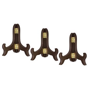 3 pc 4" Easel Plate Holder, Wooden Folding Display Stand for Decorative Picture Frame