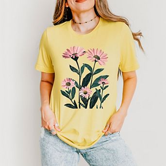 Simply Sage Market Pink Daisies Watercolor Short Sleeve Tee