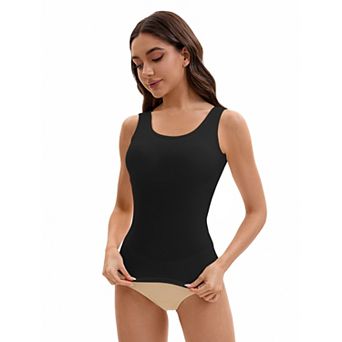 Women's Wide Strap Camisoles with Built-In Padded Bras Casual Tank Tops