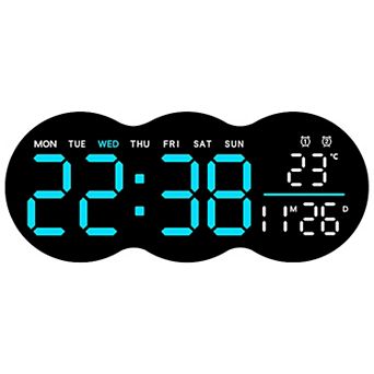 LED Digital Wall Clock with Large Display, Auto-Dimming, 12/24Hr Format, with Remote Control 11 Inch