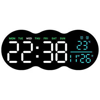 LED Digital Wall Clock with Large Display, Auto-Dimming, 12/24Hr Format, with Remote Control 11 Inch