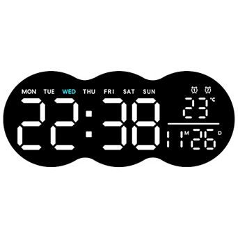LED Digital Wall Clock with Large Display, Auto-Dimming, 12/24Hr Format, with Remote Control 11 Inch