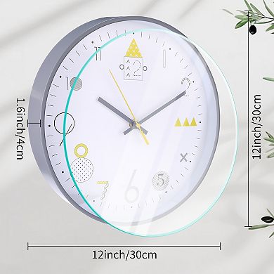 Wall Clock, Modern Silent Non Ticking Battery Operated Clocks for Office, Home, 12 Inch