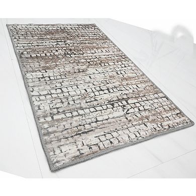 Bibb Home Washable Flannel Printed Area Rug with Latex Back 5x7 ft