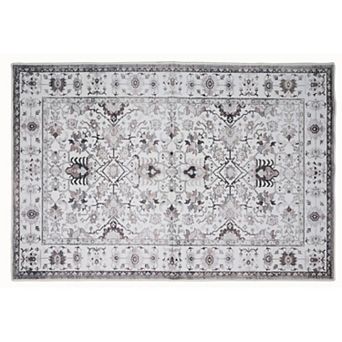 Bibb Home Washable Flannel Printed Area Rug with Latex Back 5x7 ft