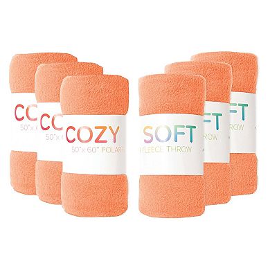 Arkwright Cozy Soft Polar Fleece Throw 50x60 Coral (6PK)