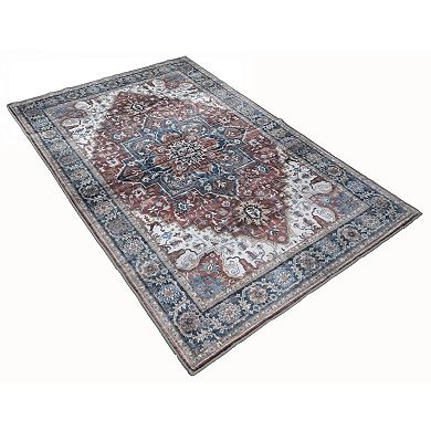 Bibb Home Washable Flannel Printed Area Rug with Latex Back 4x6 ft