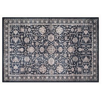 Bibb Home Washable Flannel Printed Area Rug with Latex Back 3x5 ft