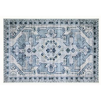 Bibb Home Washable Flannel Printed Area Rug with Latex Back 3x5 ft