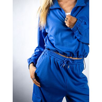 Jess by Meiko Women's Half Zip Pullover and Cargo Pants Set