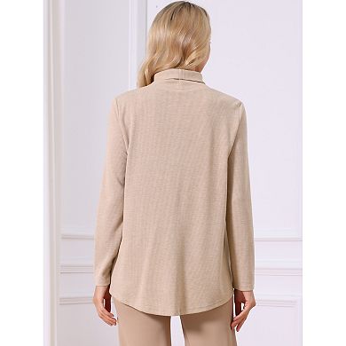 Women's Pullover Sweater Turtleneck Fall Winter Top Long Sleeve Casual Knit Tops with Pockets