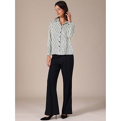 Women's Striped Button Down Shirts Casual Long Sleeve Blouse Elegant Office Work Shirt