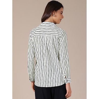 Women's Striped Button Down Shirts Casual Long Sleeve Blouse Elegant Office Work Shirt