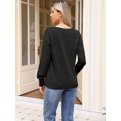 Long Sleeve Shirts for Women's V Neck Lightweight Sweater Spring Fall Casual Tunic Tops