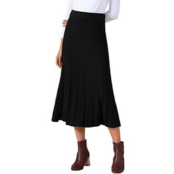 Women's Casual Vintage High Waist A Line Knit Midi Skirts