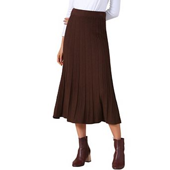 Women's Casual Vintage High Waist A Line Knit Midi Skirts