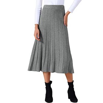 Women's Casual Vintage High Waist A Line Knit Midi Skirts