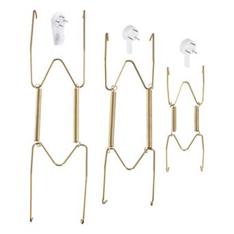 12 pc Plate Hanger, 4 6 8 Inch Invisible Wall Plate Hangers w 12 pc Wall Hooks and 50 pc Protectors