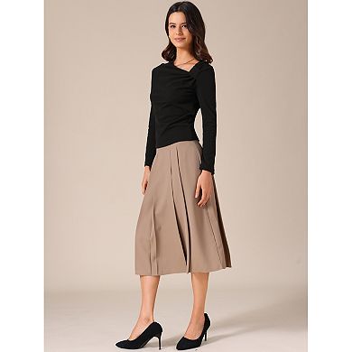 Women's Long Sleeve Tops Casual Fitted Asymmetric Neck Knot Ruched Top