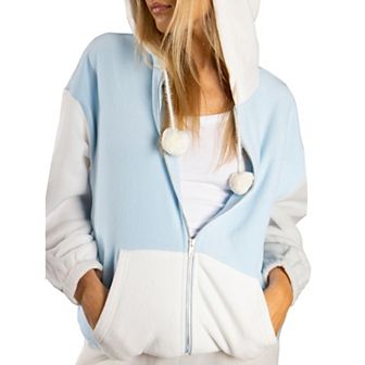 Jess by Meiko Women's Oversized Pom Pom Zipper Hoodie