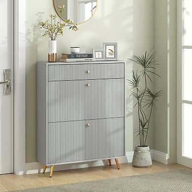 HOMCOM Shoe Storage Cabinet w/ 2 Flip Drawers for 12 Pairs of Shoes