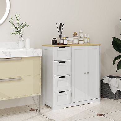 HOMCOM Bathroom Floor Cabinet with Adjustable Shelf and Drawers