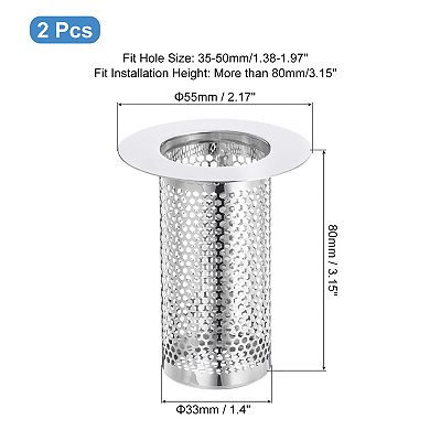 2 Pack Shower Drain Strainer, 3.1"x2.2" Stainless Steel Floor Drain Strainer Deep Sink Hair Catcher