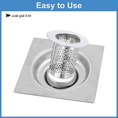 2 Pack Shower Drain Strainer, 2"x2" Stainless Steel Floor Drain Strainer Deep Sink Hair Catcher