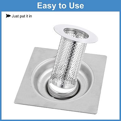2 Pack Shower Drain Strainer, 3.1"x2.5" Stainless Steel Floor Drain Strainer Deep Sink Hair Catcher