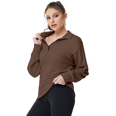 Half Zip Pullover Sweatshirt Sport Hiking Clothes Women Long Sleeve