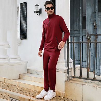 Men's Tracksuit Set 2 Piece Quarter Zip Casual Golf Jogging Suit Athletic Sports Sweatsuits Set