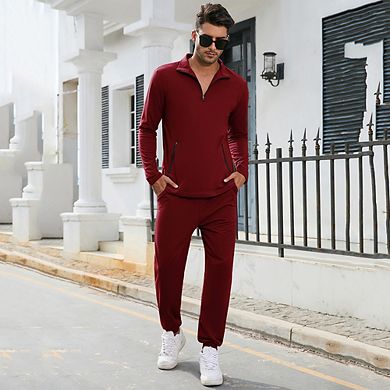 Men's Tracksuit Set 2 Piece Quarter Zip Casual Golf Jogging Suit Athletic Sports Sweatsuits Set
