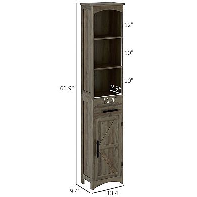 Farmhouse Tall Bathroom Storage Cabinet Linen Cabinet, Weathered
