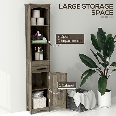 Farmhouse Tall Bathroom Storage Cabinet Linen Cabinet, Weathered
