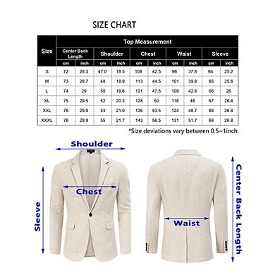 Men's Casual Sport Coat Lightweight Linen Blazer One Button Business Suit Jackets
