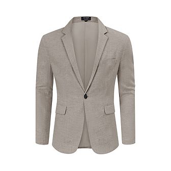 Men's Casual Sport Coat Lightweight Linen Blazer One Button Business Suit Jackets