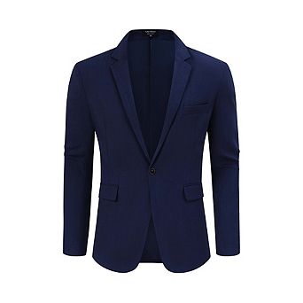 Men's Casual Sport Coat Lightweight Linen Blazer One Button Business Suit Jackets